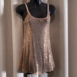 Rose gold sequin sheer-ish tank